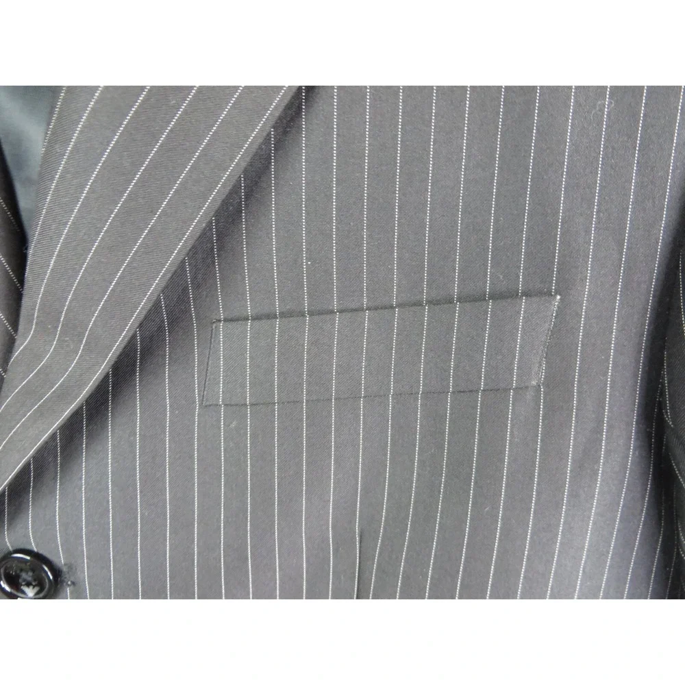 Giorgio Armani Le Collezioni Mens Blazer 48 Black‎ Pinstripe Wool Sport Coat